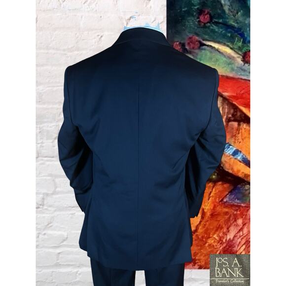 Jos A Bank Traveler 43L 36x31 Mens Navy Blue 2 Piece Suit Jacket Pants - Picture 6 of 16